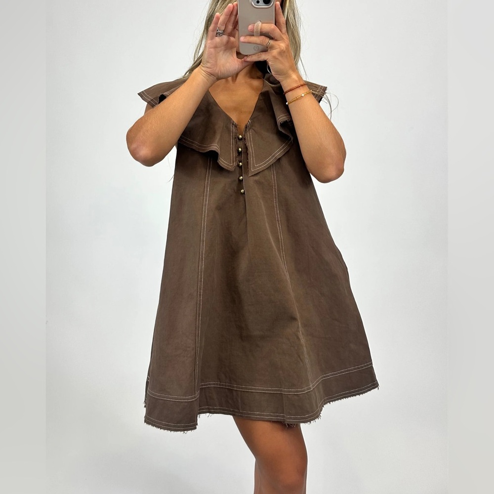 Anthropologie Brown Mocha Miou Muse Dress